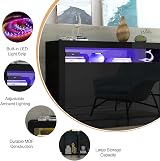 Panana High Gloss 3 Door Sideboard with LED Lights Black Display Cabinet view 5