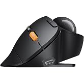 ProtoArc EM02 Wireless Trackball Mouse, 0/15&deg; Adjustable Angle, Gray | Two Ergonomic Modes, Thumb Control to Reduce Fatigue, 3 Devices Bluetooth &amp; 2.4G, precise and smooth tracking, Rechargeable