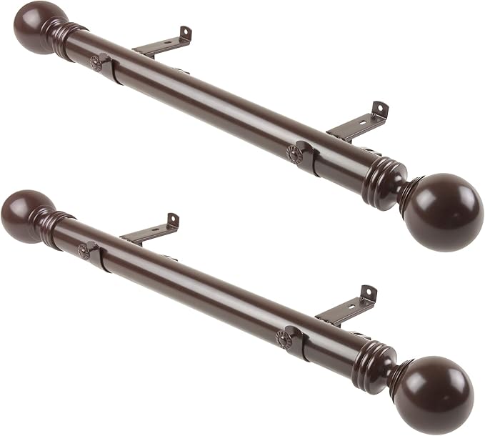 RUDI 1.5" Sophia Side Curtain Rod, 12 inch, Cocoa Home