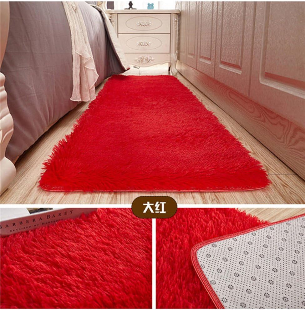 Decorative Rugs,Solid Color Washable Xiandai Carpet, Rectangle mats for Bedroom Living Room Bedside Simple Nordic Baby Crawling Mattress Tatami Long Plush mats-red 140x200cm(55x79inch)