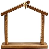 Comfy Hour 9.1 Inch Manger Nativity Stable, Rustic Creche Backdrop | Stable Only For Nativity Scenes, Resin, Wood-Look Finish, Golden Star, Christmas Indoor Tabletop Decor, 1 Unit