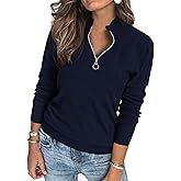 PRETTYGARDEN Womens Sweaters Quarter Zip Knit Long Sleeve Business Casual Pullover Tops 2026 Fall Fashion Work Outfits