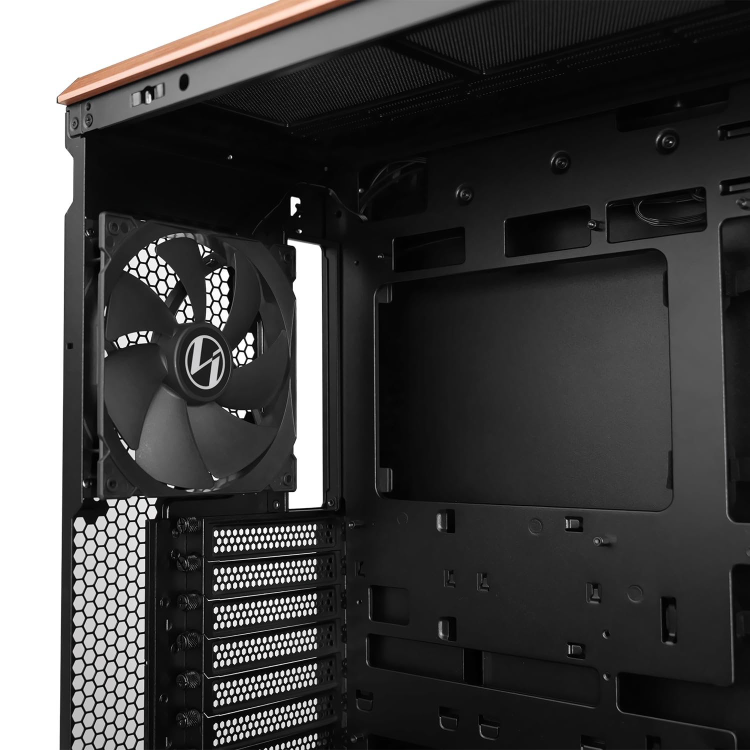 Lian Li Lancool 217 Pc Case Black | Atx Mid Tower, Tempered Glass, 5 Fans, Walnut Wood Accents, Mesh Front, Back-Connect Compatible - View 8