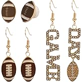 Degolso Football Stud Earrings for Women Game Day Earring Dangle Tailgating Hoop Earrings Cute Sport Jewelry Accessorie Outfits Set for Football Mom