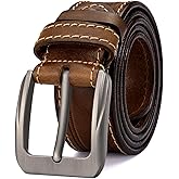 HOLMANSE Mens Belts Full Grain Leather Real Italian Material Western Cowboy Belt 1.5 Wide Casual Jean Belt Gift Box Packaging