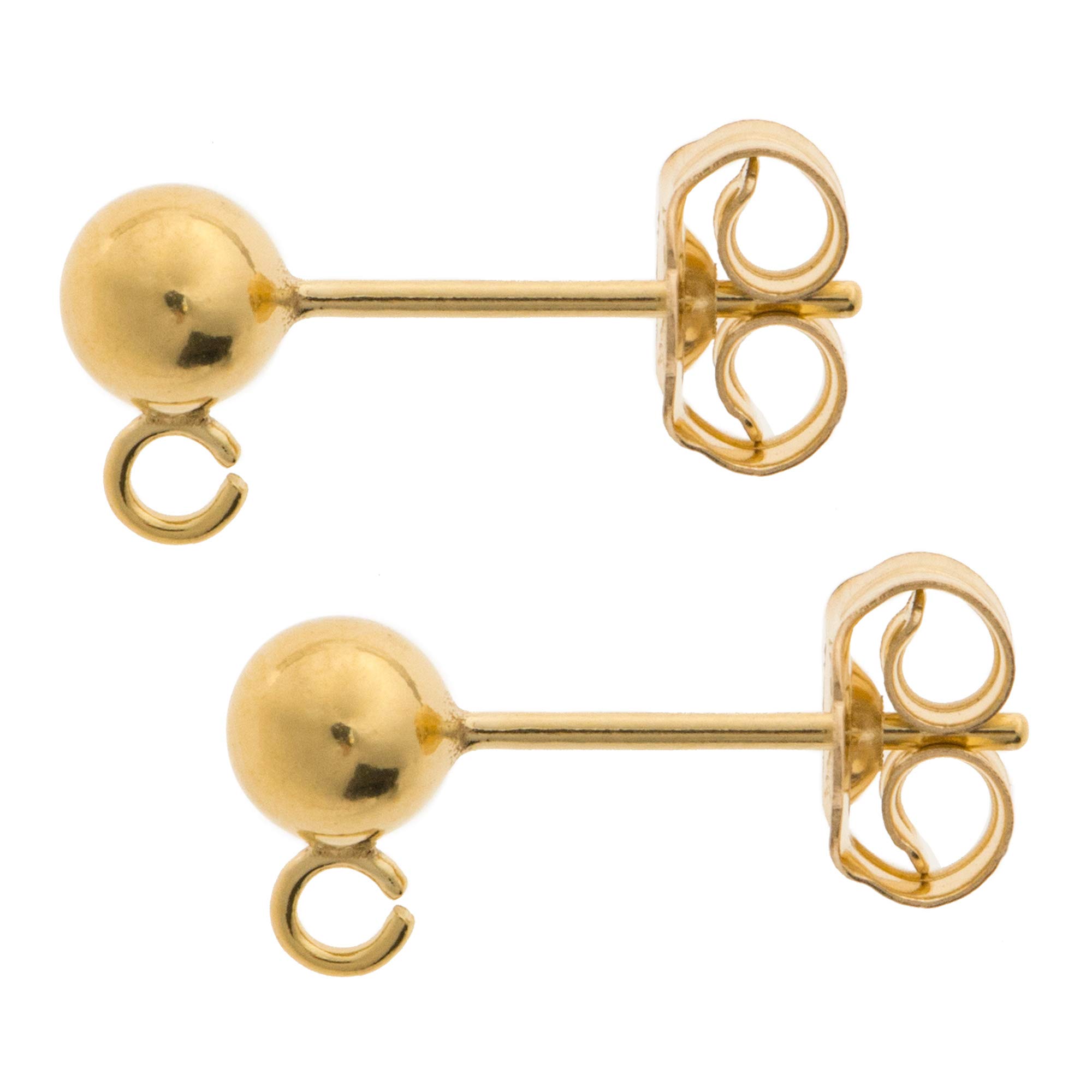 Dreambell14k Gold Filled 3mm 4mm 5mm Ball Stud Earring Loop Post Dangle  Earring Connector w/Clutches/Ear nut/Findings/Yellow Gold