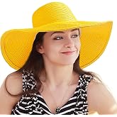 Women's Wide Brim Sun Hat - UV Protection Floppy Straw Sunhat Summer 7 1/4 | Adjustable, with Chin Strap, for Outdoor Gardening Beach Travel Pool, Foldable, Roll Up, Packable, Stylish Accessories Female
