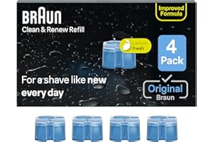 Braun Clean & Renew Refill Cartridges CCR, Replacement Shaver Cleaner Liquid Solution for Clean&Charge System, Pack of 4
