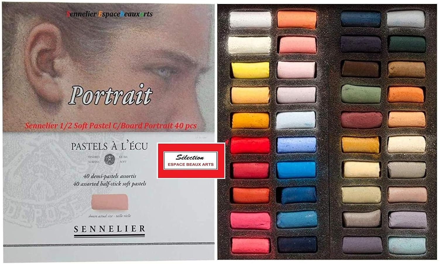 Sennelier 40pcs Soft Pastel Portrait and 1 Postcard, multiple colors
