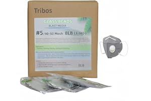 Tribos glass beads blast media, sand blasting media, sand blaster for air compressor - 8 LBS - 3 sandblasting masks (# 5 (40~50Mesh))
