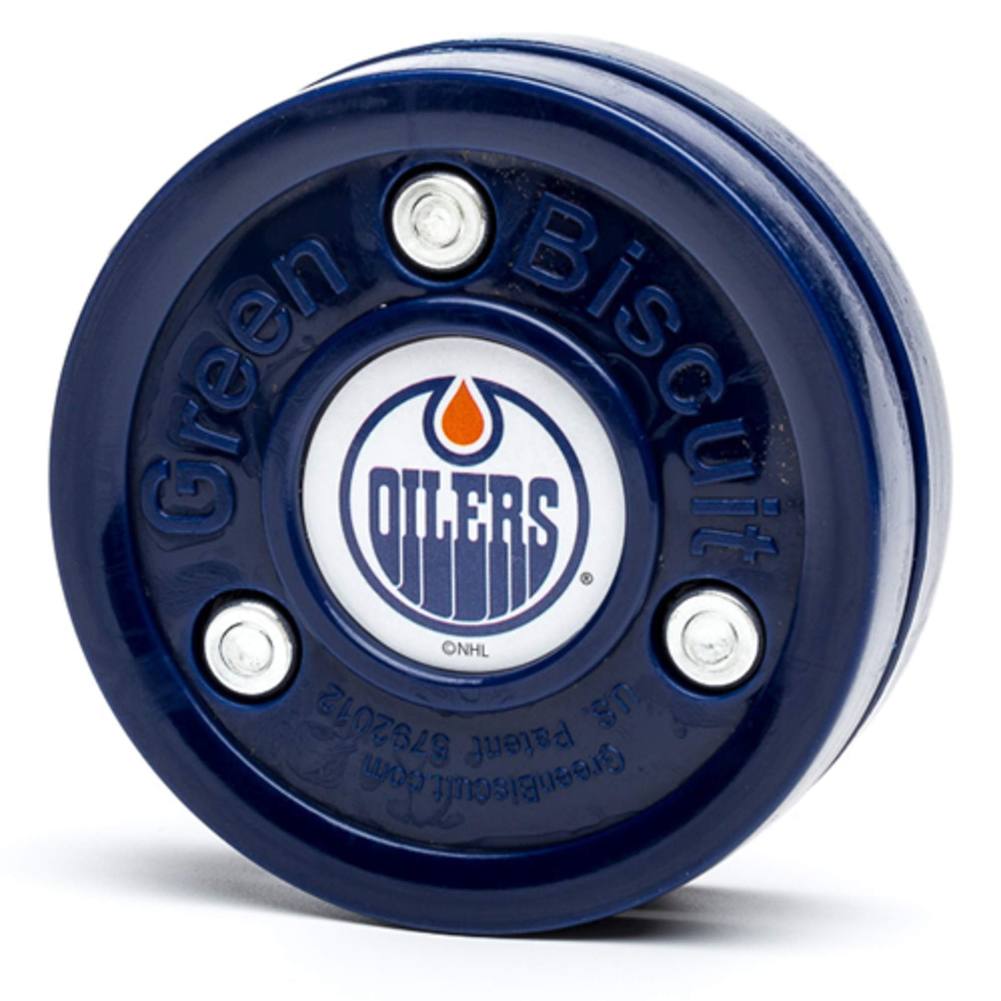 Green Biscuit NHL Teams Original Passing/Handling Training Puck (Edmonton Oilers) - Off-Ice/Street Hockey Puck