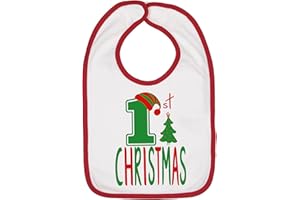 Aiden's Corner Handmade Cute Baby Holiday Christmas Bib - Boy Girl Red Green White 1st Xmas Bibs