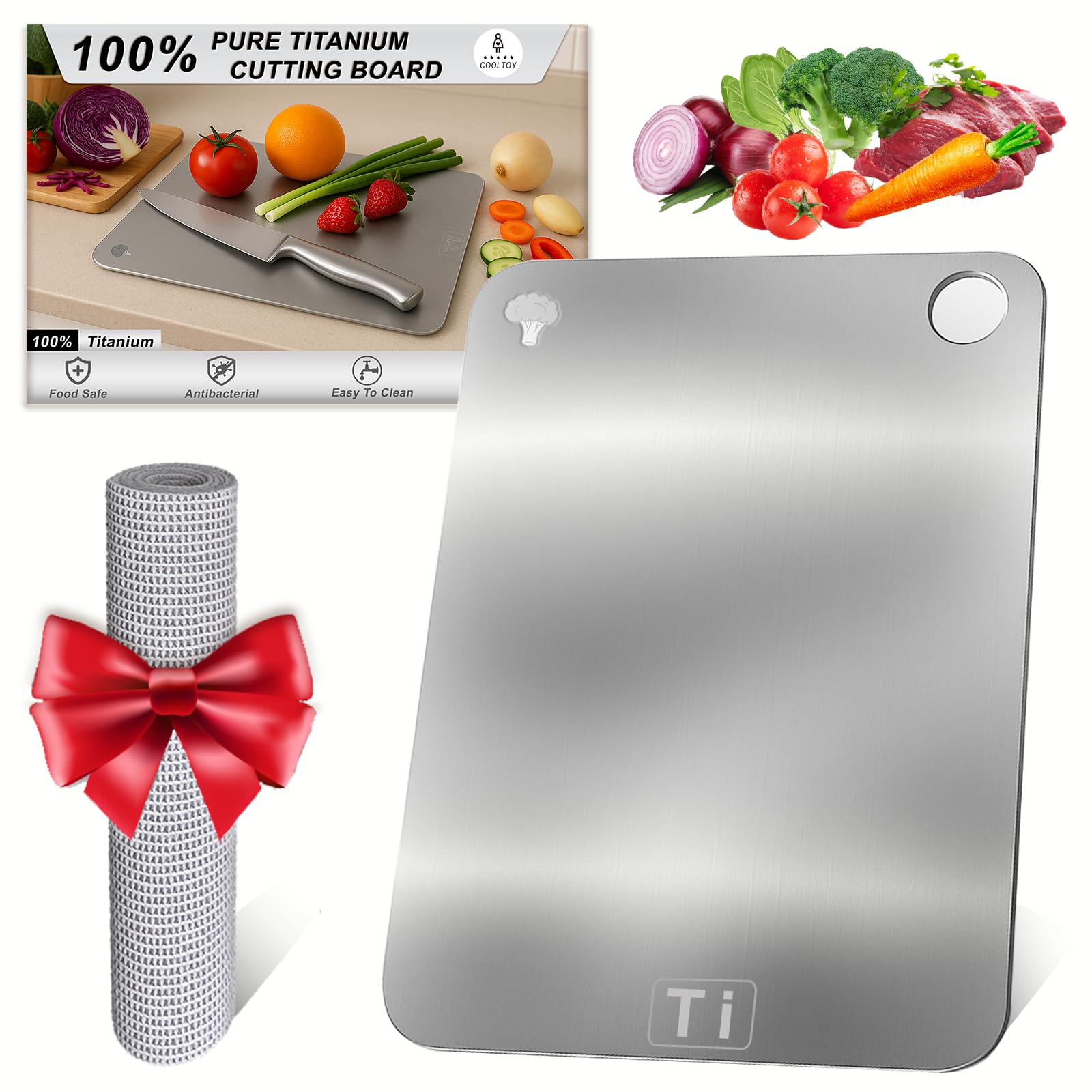 Photo 1 of 100% Pure Titanium Cutting Board– Double-Sided Metal titanium Cutting Boards for Kitchen, Food-Grade Certified, Dishwasher Safe – Small Titanium Cutting Board 11.4"x7.9" – Gift-Ready