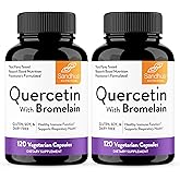 Quercetin with Bromelain Vegetarian Supplement Capsules | 240 Count (1000mg Per Serving 2400 GDU/g) | Supports Healthy Immune System, Helps With Seasonal Allergy Support | High Absorption Antioxidant