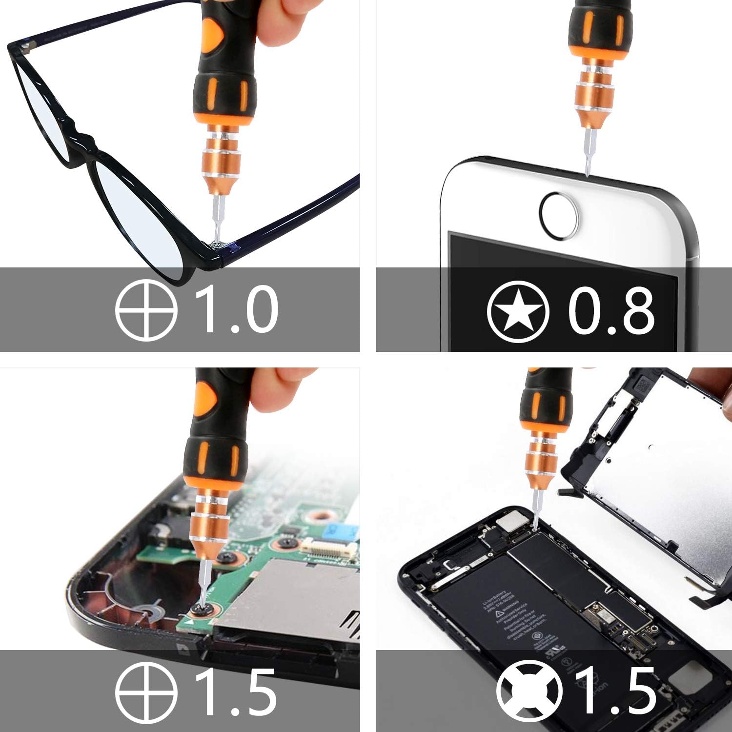 Jakemy 39 in 1 Screwdriver Set Precision Repair Tool Kit with 36 Magnetic Driver Bits Screwdriver Kit for iphone 11/X/8/7 Plus Cell Phone Macbook Laptop PC Black - - 