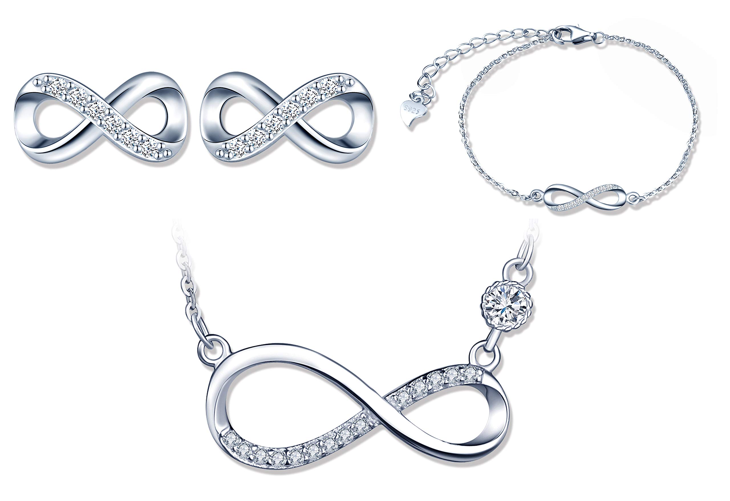 Yumilok Luxury Jewelry Set 925 Sterling Silver Infinity Jewellery Set for Women