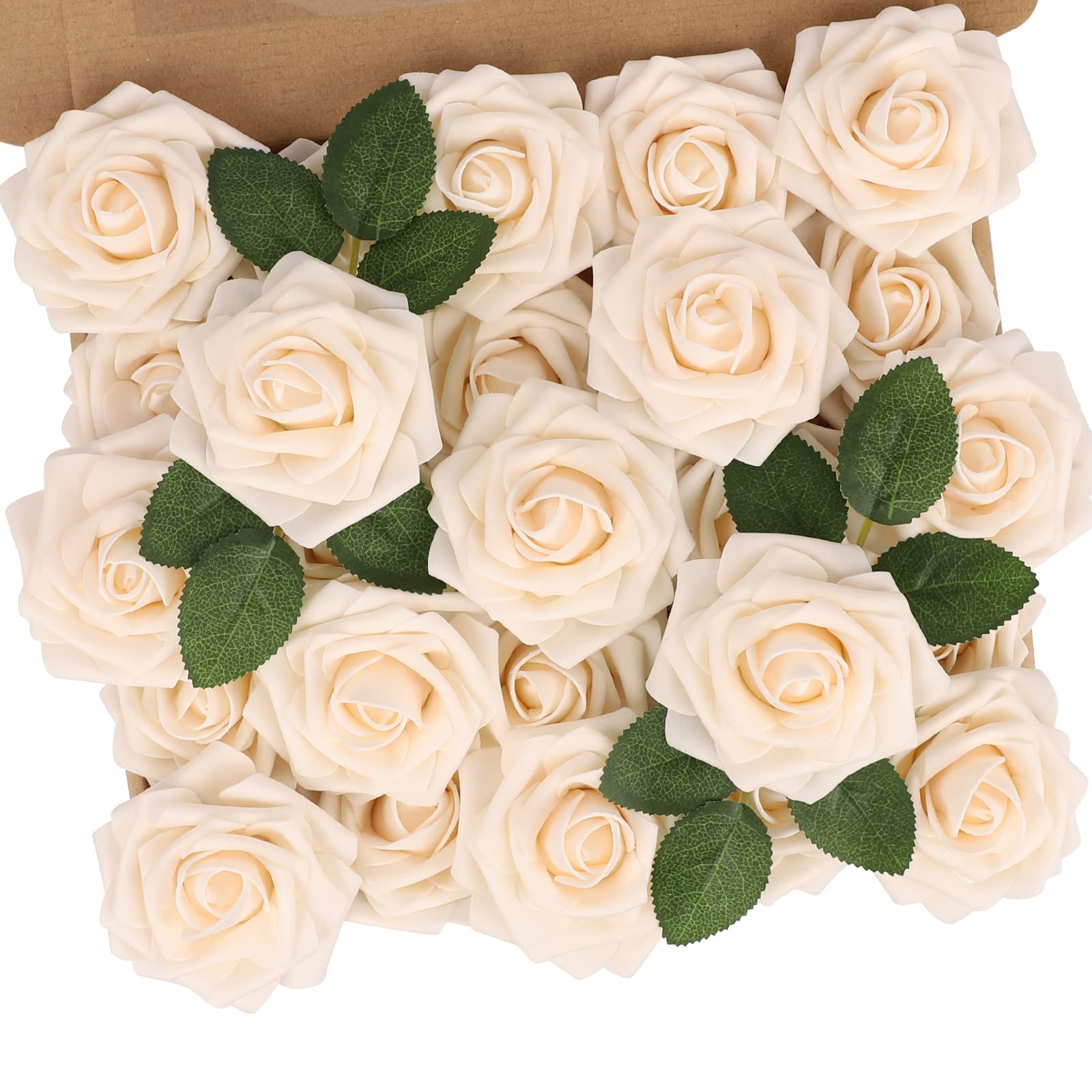 Photo 1 of N&T NIETING Artificial Flowers, 25pcs Fake Flowers Bulk Perfect for DIY Fall Wedding Bridesmaid Bridal Bouquets Centerpieces Party Home Flower Arrangement Decoration, Cream Roses