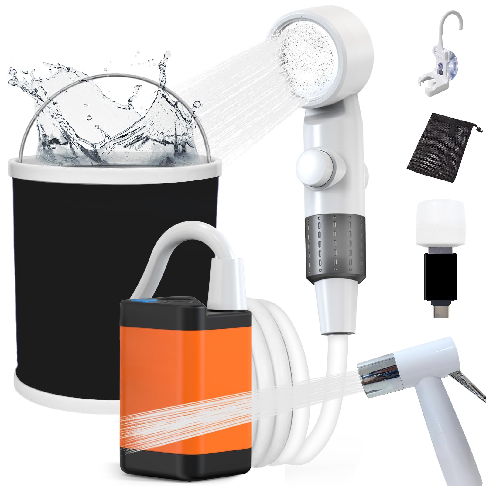 Photo 1 of Portable Shower for Camping with Reverse Charging Function,Portable Shower Pump with Rechargeable Electric,Portable Shower Head,Portable Hose,with 3 Spray Modes for Camping,Hiking,Traveling