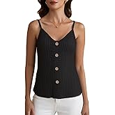 winkbay Women's Eyelet Embroidery Button Camisole Top Summer Deep V Neck Sleeveless Dressy Casual Tops
