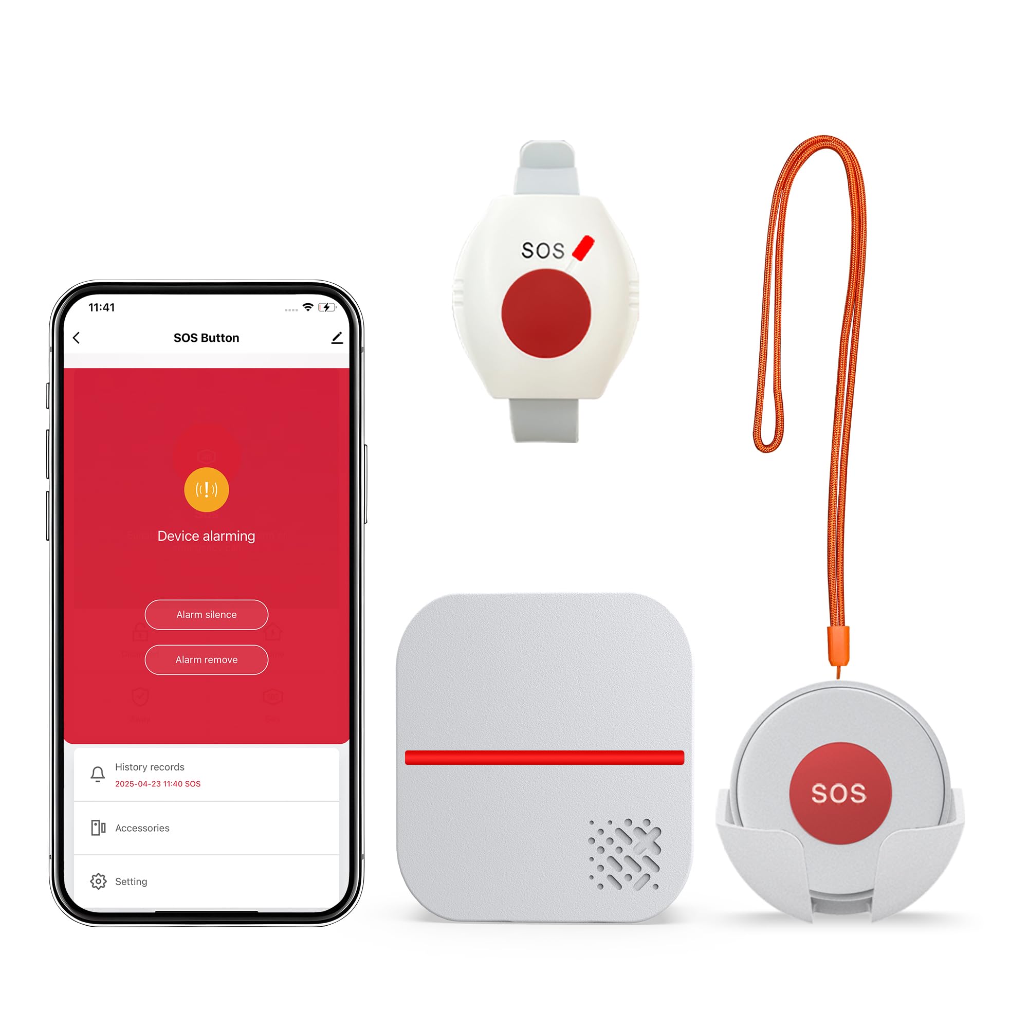 Photo 1 of WiFi Caregiver Pager Life Alert Systems for Seniors No Monthly Fee App 1Waterproof Call Button+ 1Watch Button 1Receiver, Control Medical Alert Systems for Seniors(Only Supports 2.4GHz Wi-Fi 01)