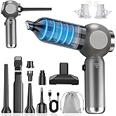 Portable Car Vacuum Cleaner High Power 17500Pa, Lightweight Mini Vacuum Cleaner, Hand Held Vacuum with LED 3-Speed Display, Multiple Attachments, Car Cleaning Kit Interior, Ideal Gift for Cars Owners