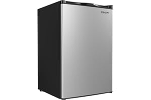 EUHOMY Upright freezer, 3.0 Cubic Feet, Single Door Compact Mini Freezer with Reversible Stainless Steel Door, Small freezer for Home/Dorms/Apartment/Office, Silver