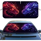 Blue Dragon Car Windshield Sun Shade Animal Red Dragon Heatshield Front Window Car Sun Shade Windshield Blocks UV Rays Sun Visor Protector for Car Sedan Truck SUV Accessories 59