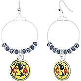 Simran International Club America de La Liga MX Beaded Hoop Fish Hook Earrings with Team Logo Charm