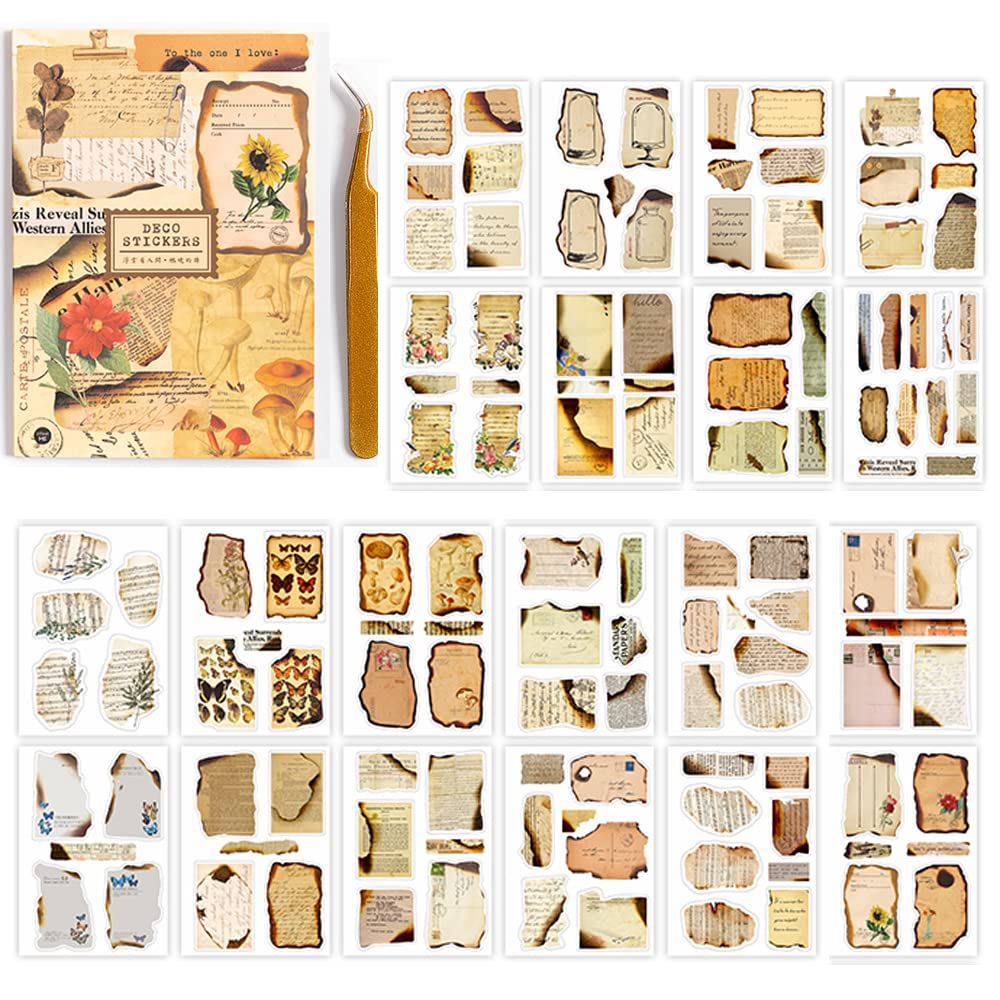 Alideco Scrapbook Stickers Sets Vintage Transparent Celestial Planet Moon Aesthetic Adults Scrapbooking Supplies Stickers for journaling tweezer 20Sheets/165Pcs (ranshaodeshi)