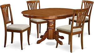 East West Furniture AVON5-SBR-C 5-Piece Dining Table Set, Saddle Brown Finish