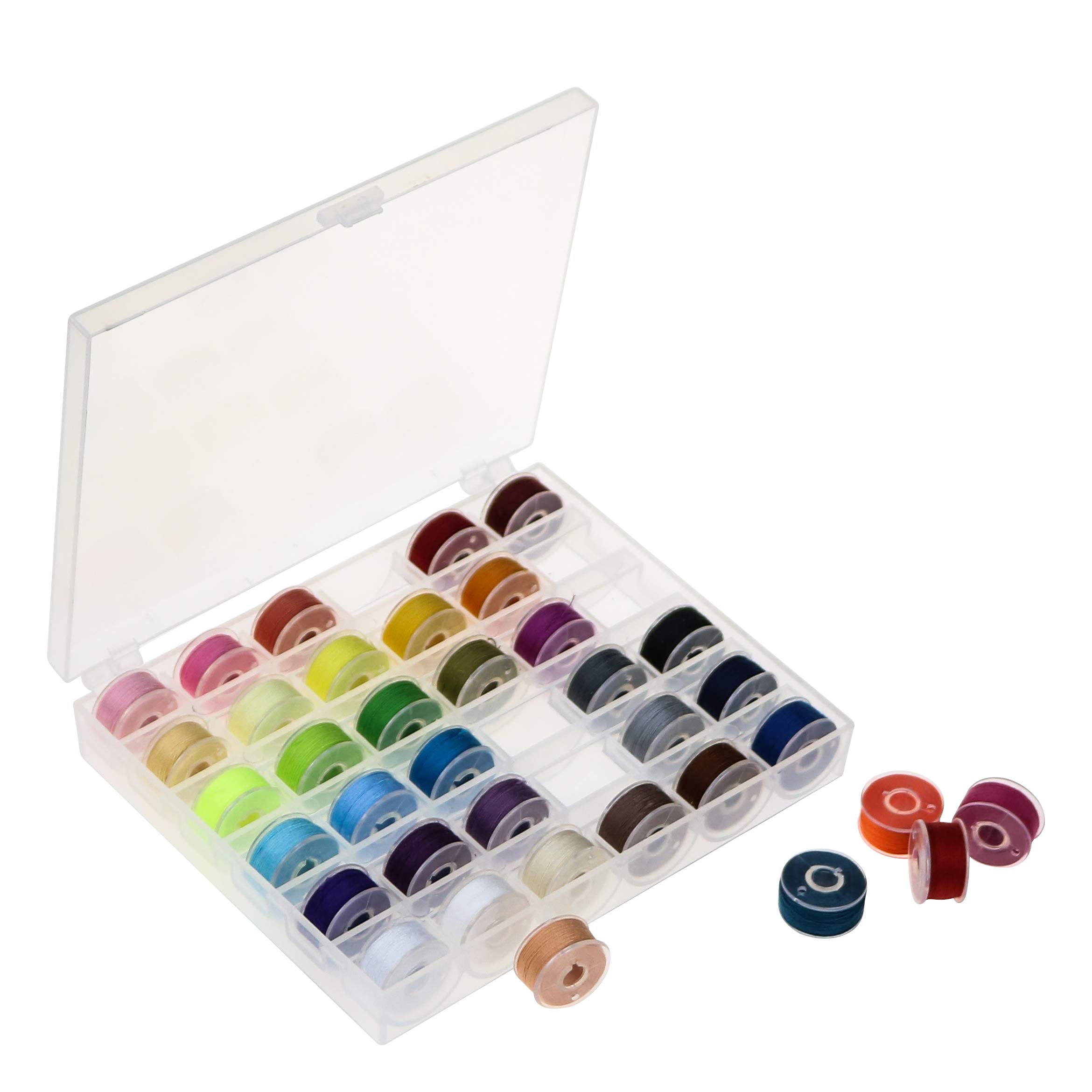 ISOTO 36Pcs Bobbins and Sewing Threads for Brother/Babylock/Janome/Quantum Futura/Singer/Juki Kenmore Sewing Machine Home Family Use