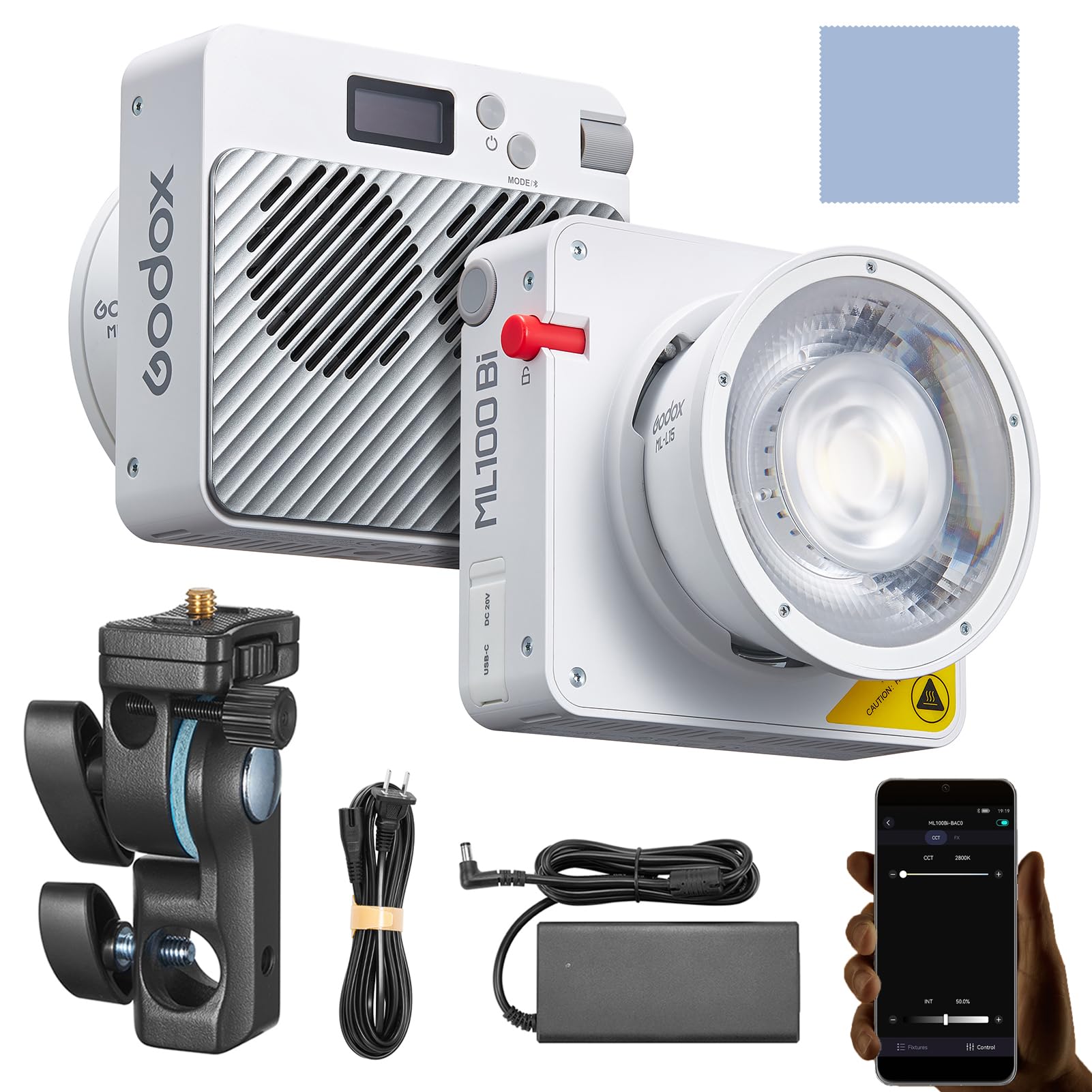 Godox ML100Bi LED Video Light 120W Pocket Bi-Color Fill Light 2800K-6500K CRI97+ TLCI98+ APP Control 11 Lighting Effects for Vlog Live Photography