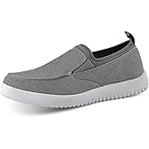Mens Casual Slip On Shoes - Comfortable Canvas Loafers - Lightweight Boat Shoes for House Outdoor Driving Travel Grey 8