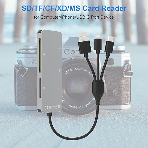 5-in-1 SD Card Reader For IPhone - Multi Memory Card Adapter For SD, TF, XD, CF, MS Cards