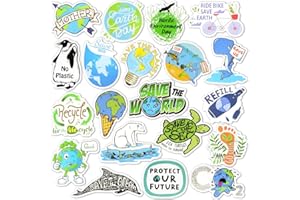 SUSIHI Earth Stickers Environmental Stickers Pack Waterproof Laptop Stickers for Kids Environmentalist(50 Pcs)