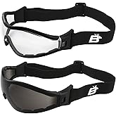 Birdz Eyewear Boogie Motorcycle & Skydiving Goggles Z87+ Safety Eye Protection 2 Pairs Padded Black Frame
