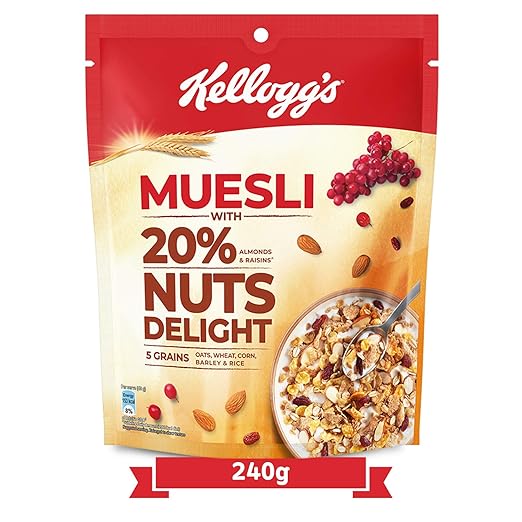 Kelloggs Muesli with 20% Nuts Delight Pouch, 240 g