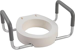 Drive Medical 12402 Premium Raised Toilet Seat with Removable Metal Arms, Standard Seat, White