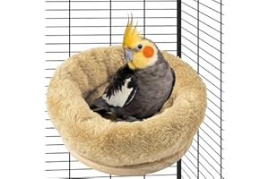 DBNESS Medium Bird Nest for Cage, Removable Plush Parrot Hammock Bed, Winter Warm Resting Perch Platform for Budgies Cockatiel Conure Parakeet Hamster
