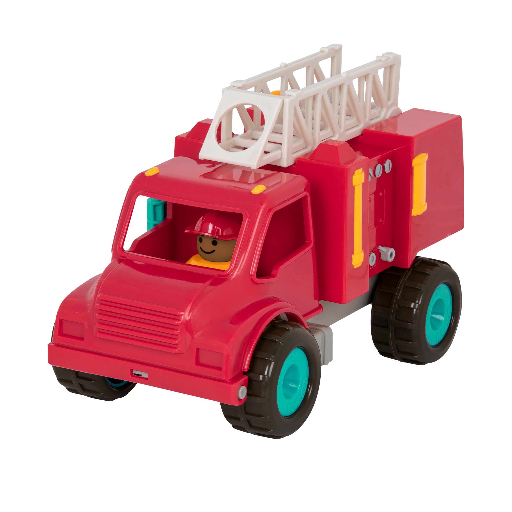 Battat – Vroom! Fire Engine Transport Toy with Movable Parts & 2 Firefighters – Classic Toddler Trucks – Kids Construction Toys – Soft Rubber Wheels – 18+ Months