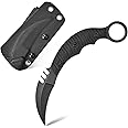 C1396 Fixed Blade Knife, K110 Black Stonewashed Steel Blade Two Tone G10 Handle Claw Teeth Knife for Outdoor Survival Hiking Camping with Kydex Sheath(Black)