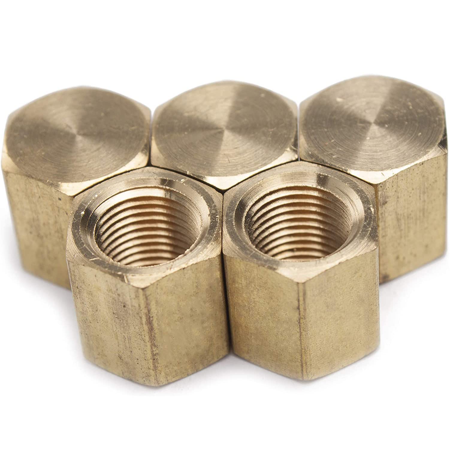 LTWFITTING Brass BSP Pipe Cap Fittings 1/8-Inch Female BSPP Air Fuel Water Boat (Pack of 5)