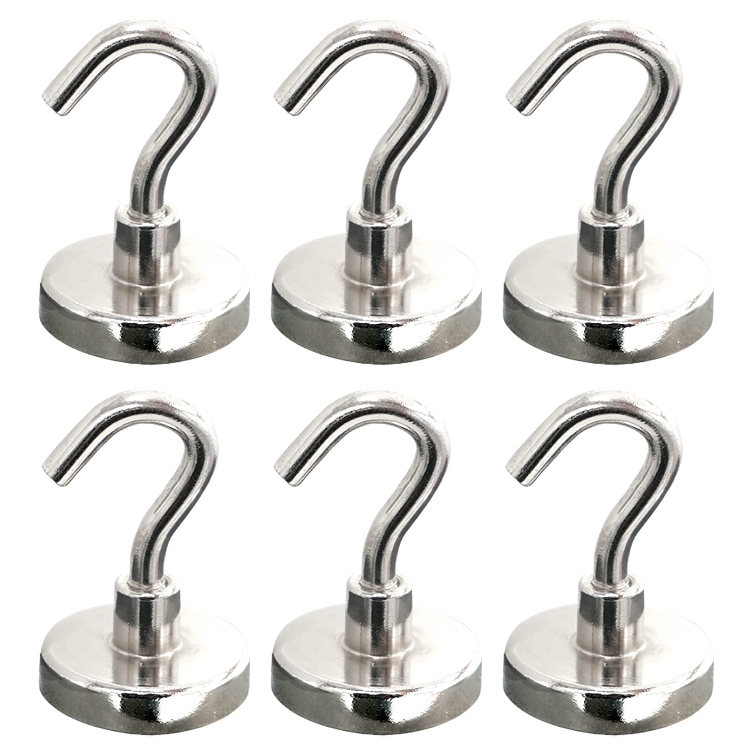 ZFYQ Magnetic Hooks, 32mm Ultra Powerful Magnets 83lbs Hooks, Great for Fridge, Office and Kitchen, Pack of 6