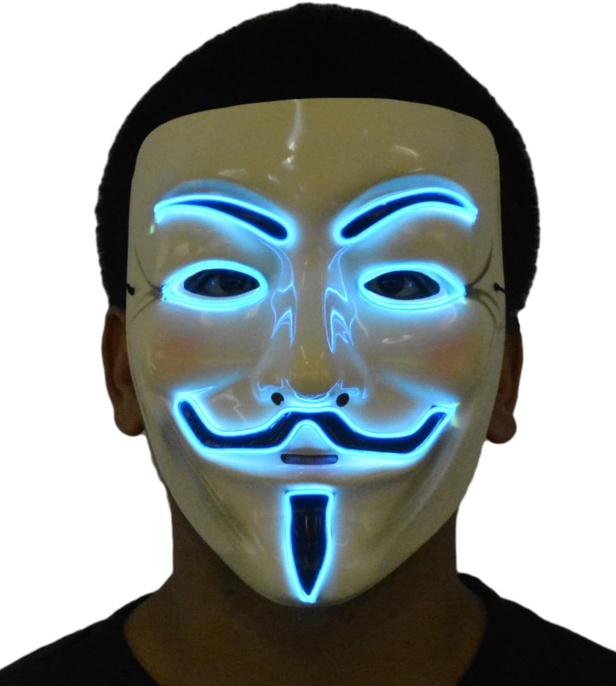 JenniWears V for Vendetta Guy Fawkes LED Anonymous Rave Scary Mask EL Wire for Halloween Party