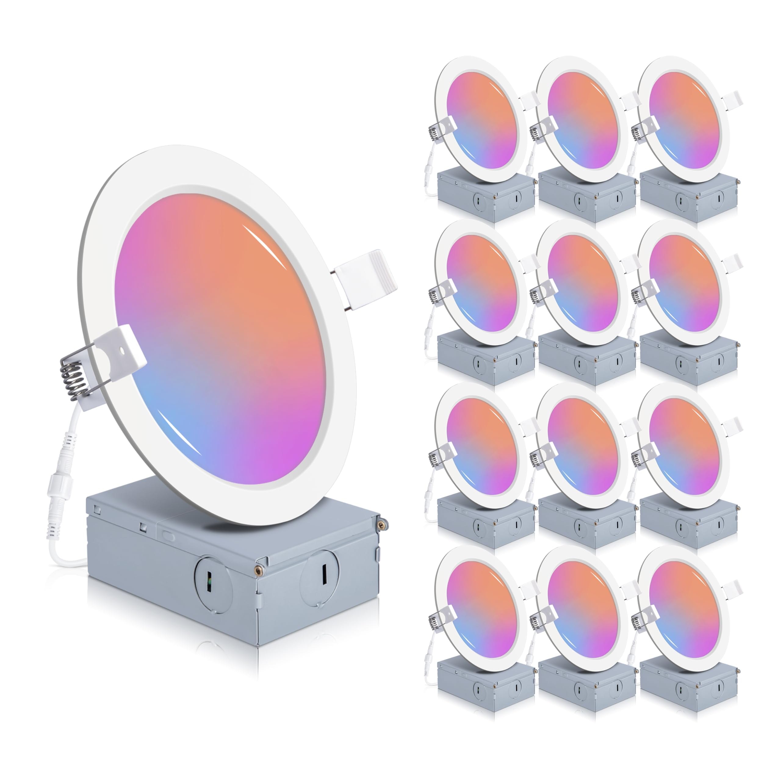 Photo 1 of 12 Pack Smart Recessed Lighting 6 Inch, 6 Inch LED Recessed Lights 12W 1200LM, Smart Downlight with Junction Box Compatible with Alexa/Google Assistant and Siri - ETL and Energy Star Certified