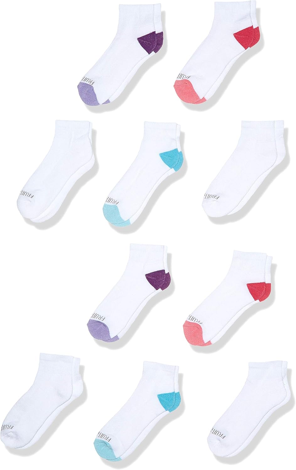Fruit of the Loom Girls' 10-Pair Everyday Soft Ankle Socks: Clothing