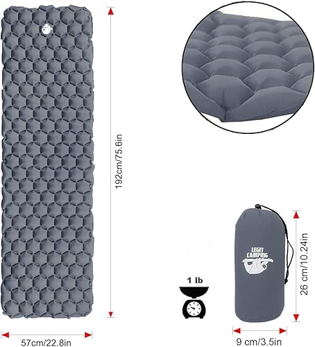 Legit Camping Sleeping Pad - Camping Pad for Backpacking and Camping - Inflatable Sleeping Mat Holds The Air in for Longer Hours