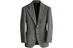 Surciruit Mens Houndstooth Plaid Blazer Slim Fit Wool Blend Sport Coat Casual Two Button Notch Lapel Jacket