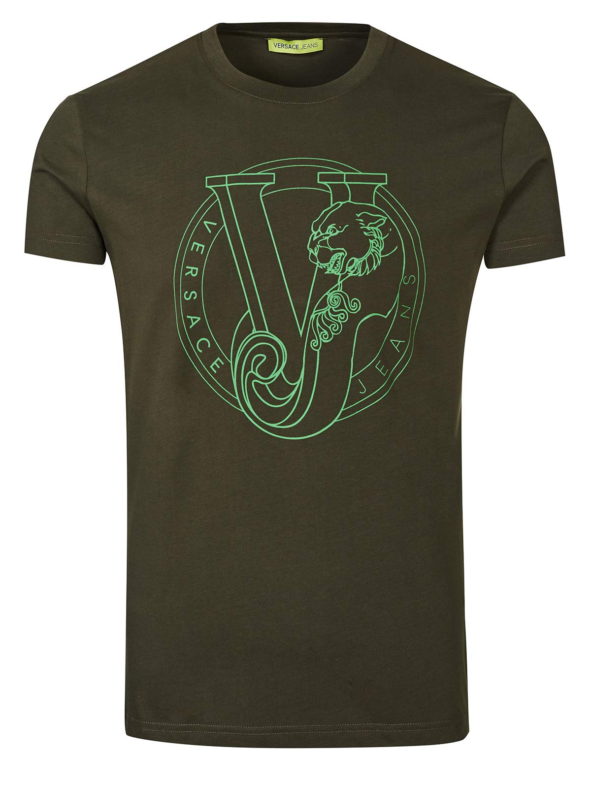 Versace Jeans Men's Army Green VJ Tiger Logo T-Shirt