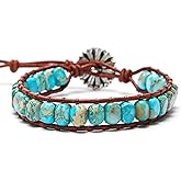 ZOSOJONA 7 Chakra Bracelet Bohemian Handmade Leather Wrap Healing Protection Natural Stone Yoga Beaded Bracelets Boho Friendship Jewelry